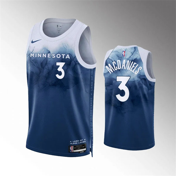 Men's Minnesota Timberwolves #3 Jaden McDaniels 2023-24 City Edition Jersey Predominantly Predominantly Blue