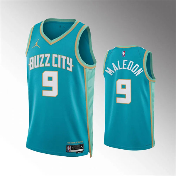 Men's Charlotte Hornets #9 Theo Maledon 2023-24 BUZZ City Edition Swingman Jersey Teal