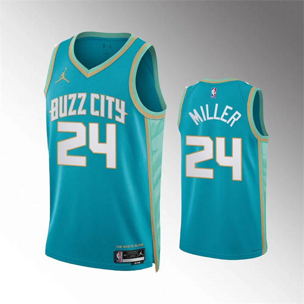 Men's Charlotte Hornets #24 Brandon Miller 2023-24 BUZZ City Edition Swingman Jersey Teal