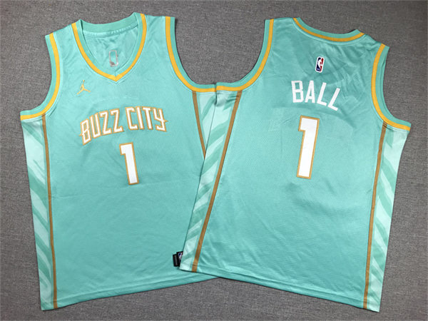 Youth Charlotte Hornets #1 LaMelo Ball 2023-24 BUZZ City Edition Swingman Jersey Teal