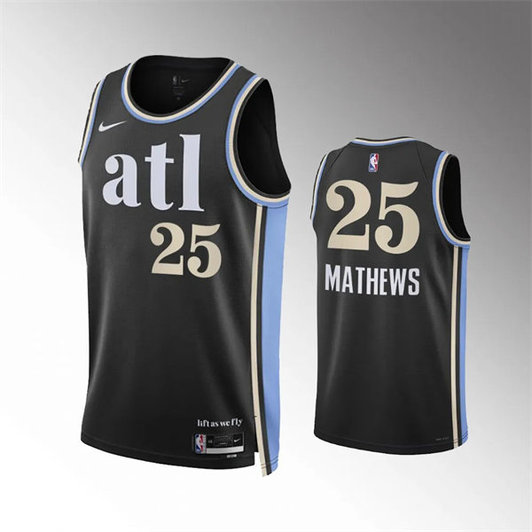 Mens Atlanta Hawks #25 Garrison Mathews 2023-24 ATL City Edition Swingman Jersey Black