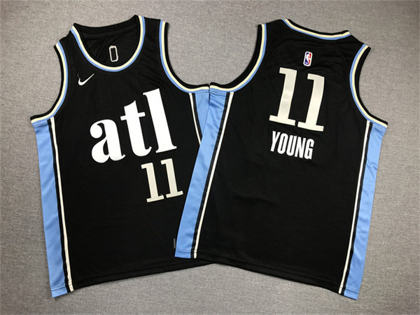 Youth Atlanta Hawks #11 Trae Young 2023-24 ATL City Edition Swingman Jersey Black