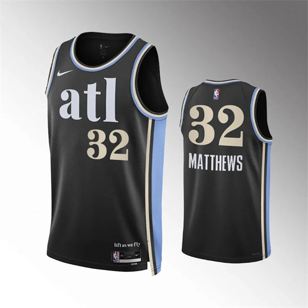 Mens Atlanta Hawks #32 Wesley Matthews 2023-24 ATL City Edition Swingman Jersey Black