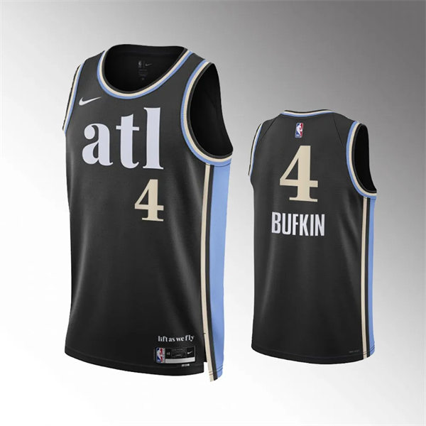 Mens Atlanta Hawks #4 Kobe Bufkin 2023-24 ATL City Edition Swingman Jersey Black