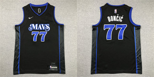 Youth Dallas Mavericks #77 Luka Doncic Nike Black 2023-24 City Edition Swingman Jersey