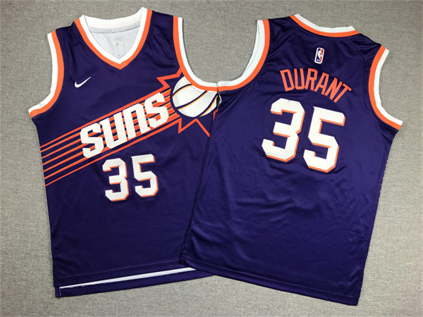 Youth Phoenix Suns #35 Kevin Durant 2023-24 Purple Icon Edition Jersey