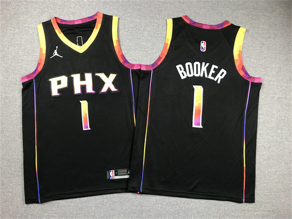 Youth Phoenix Suns #1 Devin Booker Black Statement Edition Jersey 
