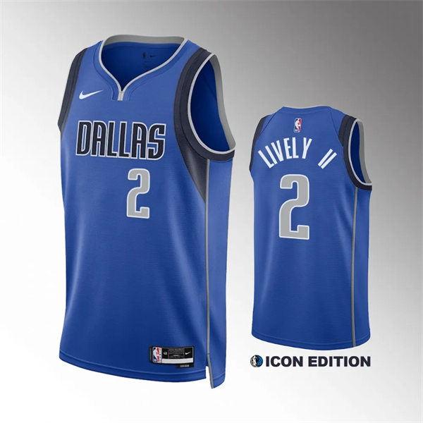 Mens Dallas Mavericks #2 Dereck Lively II Nike Blue Icon Edition Swingman Jersey