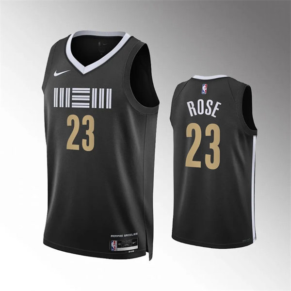 Mens Memphis Grizzlies #23 Derrick Rose Nike Black 2023-24 City Edition Swingman Jersey