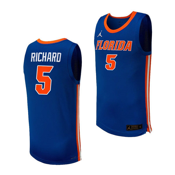Mens Youth Florida Gators #5 Will Richard 2024 Royal Basketball Game Jersey