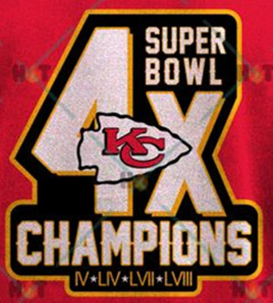 Embroidered Kansas City Chiefs IV,LIV,LVII, LVIII 4x Champions Jersey Patch