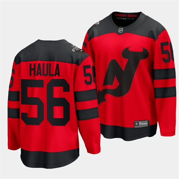 Mens New Jersey Devils #56 Erik Haula 2024 NHL Stadium Series Jersey Red