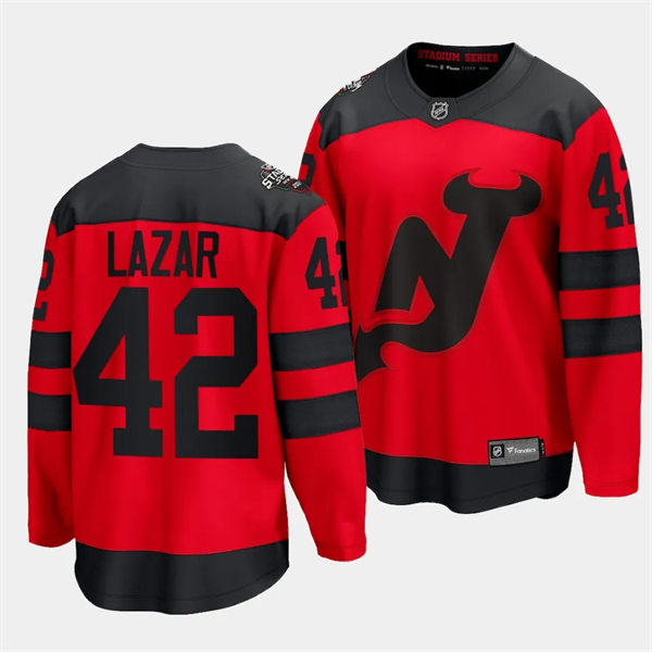 Mens New Jersey Devils #42 Curtis Lazar 2024 NHL Stadium Series Jersey Red