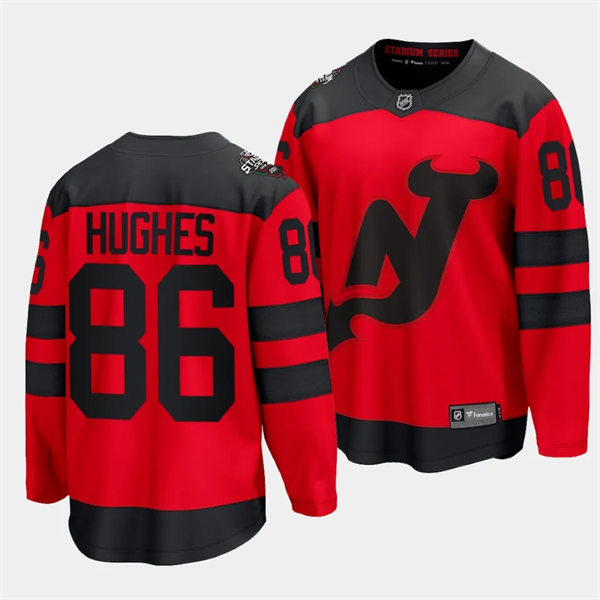 Mens New Jersey Devils #86 Jack Hughes 2024 NHL Stadium Series Jersey Red