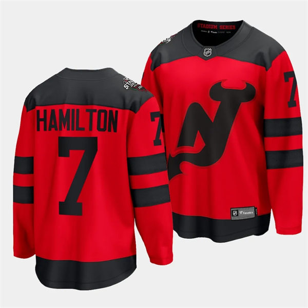 Mens New Jersey Devils #7 Dougie Hamilton 2024 NHL Stadium Series Jersey Red