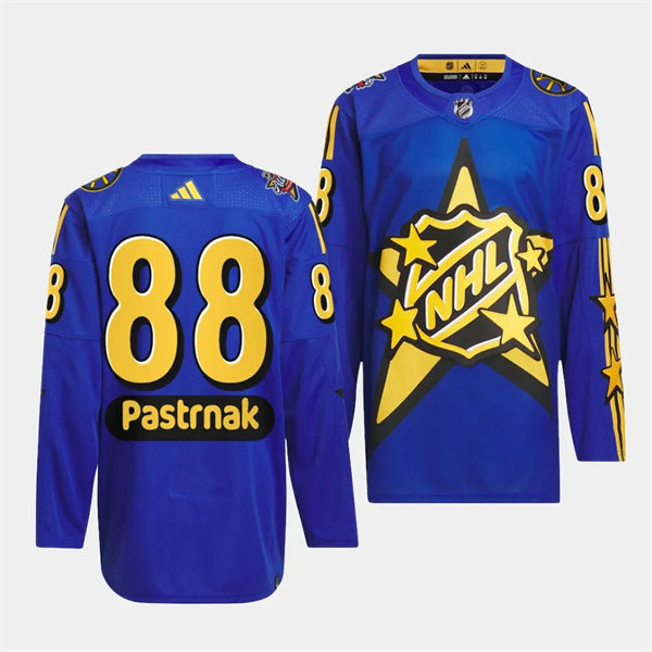 Mens Boston Bruins #88 David Pastrnak Blue 2024 NHL All-Star Game drew house Primegreen Jersey