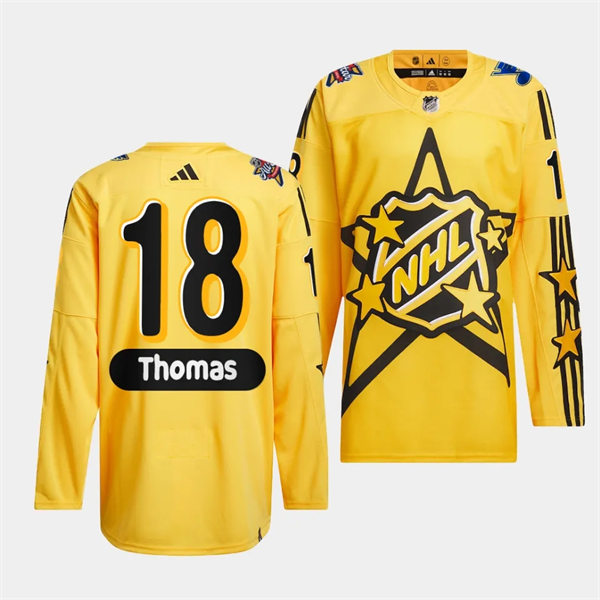 Mens St. Louis Blues #18 Robert Thomas Yellow 2024 NHL All-Star Game drew house Primegreen Jersey