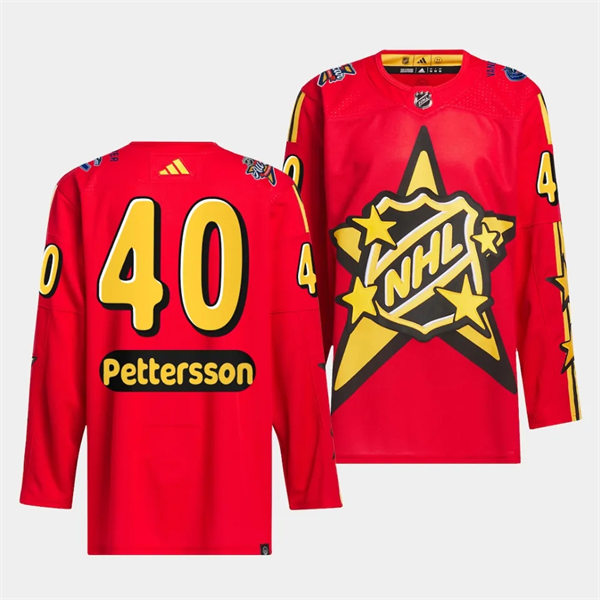 Mens Vancouver Canucks #40 Elias Pettersson Red 2024 NHL All-Star Game Jersey