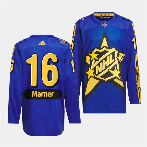 Mens Toronto Maple Leafs #16 Mitch Marner Blue 2024 NHL All-Star Game drew house Primegreen Jersey