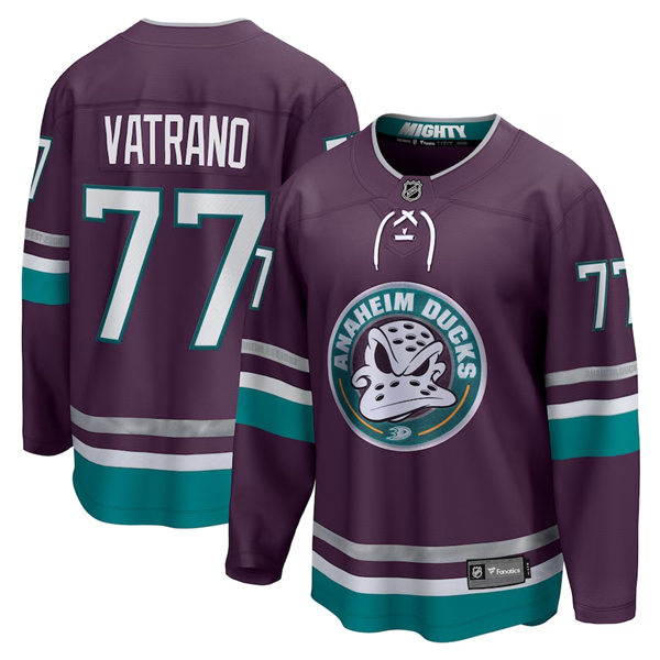 Mens Anaheim Ducks #77 Frank Vatrano 2023-24 Purple Alternate 30th Anniversary Jersey