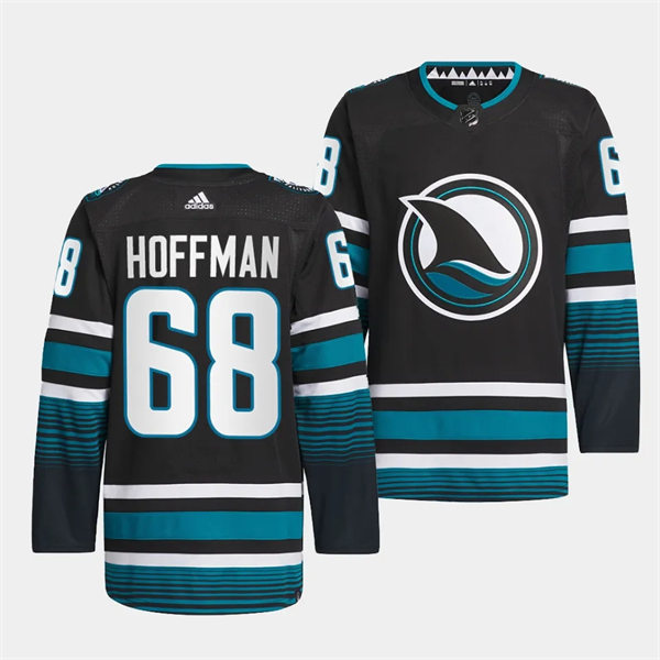 Mens San Jose Sharks #68 Mike Hoffman 2023-24 Cali Fin 3rd Alternate Jersey Black 