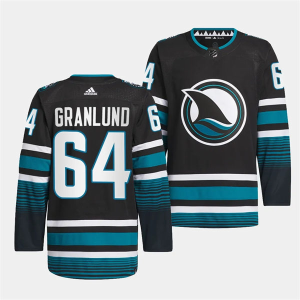 Mens San Jose Sharks #64 Mikael Granlund 2023-24 Cali Fin 3rd Alternate Jersey Black 