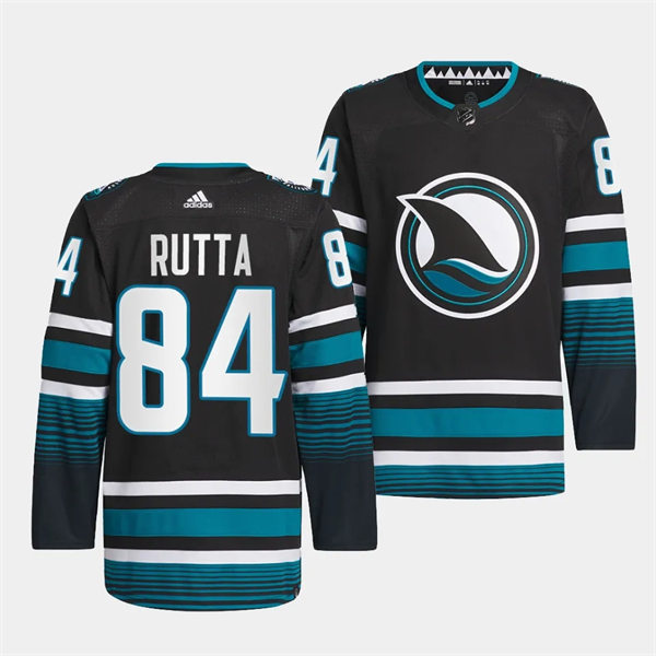 Mens San Jose Sharks #84 Jan Rutta 2023-24 Cali Fin 3rd Alternate Jersey Black 