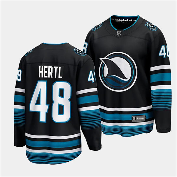 Mens San Jose Sharks #48 Tomas Hertl 2023-24 Cali Fin 3rd Alternate Jersey Black