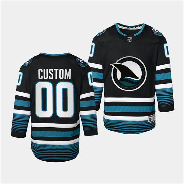 Youth San Jose Sharks Custom Black 2023-24 Cali Fin 3rd Alternate Jersey