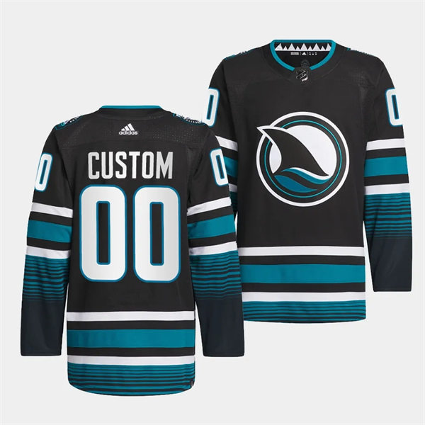 Mens San Jose Sharks Custom Black 2023-24 Cali Fin 3rd Alternate Jersey