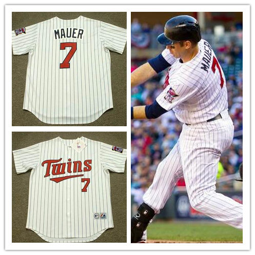 JOE MAUER Minnesota Twins 2010 Home Majestic Throwback Baseball Jersey (41