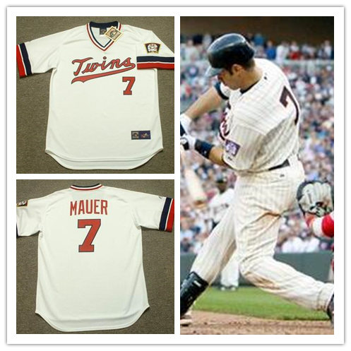 JOE MAUER Minnesota Twins 1980's Home Majestic Throwback Baseball Jersey (3)
