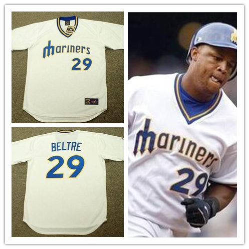 Mens Seattle Mariners #29 Adrian Beltre 1970's Majestic Throwback Baseball Jersey