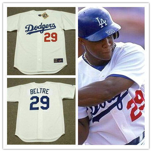 Mens Los Angeles Dodgers #29 Adrian Beltre 1999 Home White Majestic Throwback Baseball Jersey