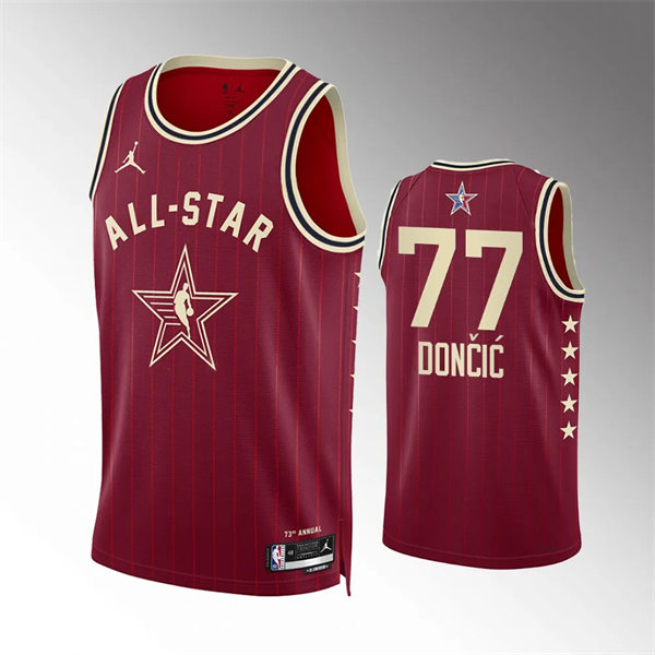 Mens Dallas Mavericks #77 Luka Doncic Red 2024 NBA All-Star Game Swingman Jersey