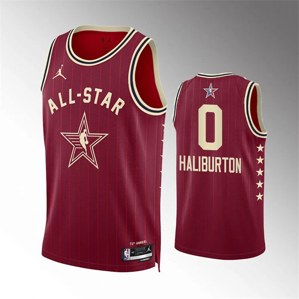Mens Indiana Pacers #0 Tyrese Haliburton Red 2024 NBA All-Star Game Swingman Jersey