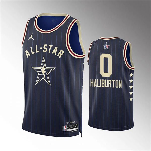 Mens Indiana Pacers #0 Tyrese Haliburton Navy 2024 NBA All-Star Game Swingman Jersey