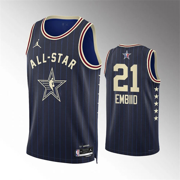 Mens Philadelphia 76ers #21 Joel Embiid Navy 2024 NBA All-Star Game Swingman Jersey