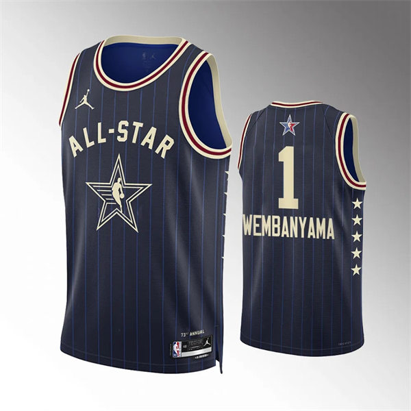Men's San Antonio Spurs #1 Victor Wembanyama Navy 2024 NBA All-Star Game Swingman Jersey