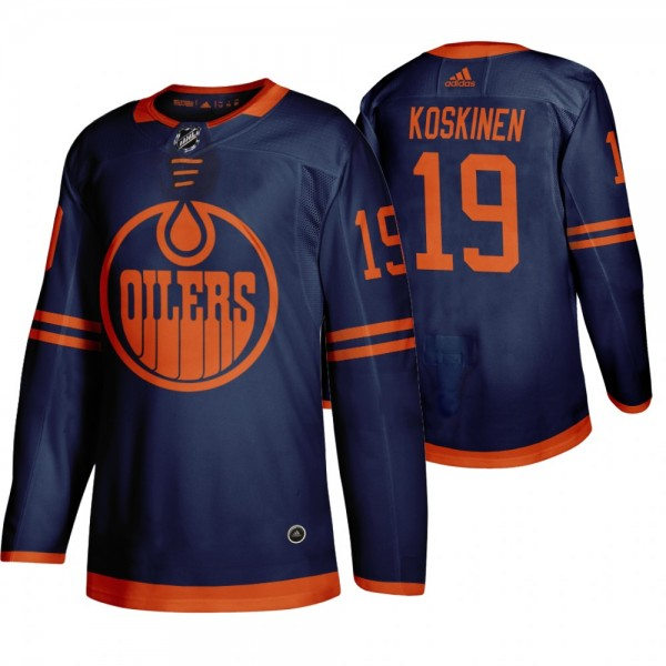 Men's Edmonton Oilers #19 Mikko Koskinen adidas Navy Alternate Jersey