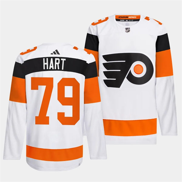 Mens Philadelphia Flyers #79 Carter Hart White 2024 Stadium Series Jersey