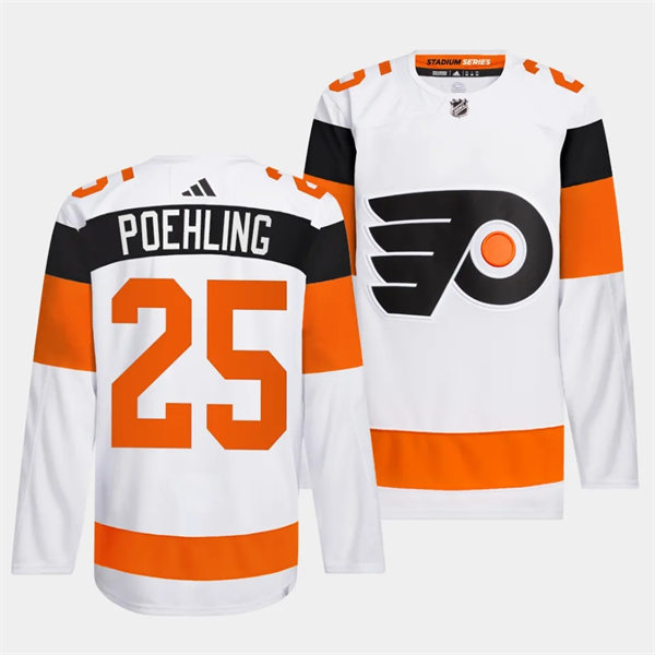 Mens Philadelphia Flyers #25 Ryan Poehling White 2024 Stadium Series Jersey