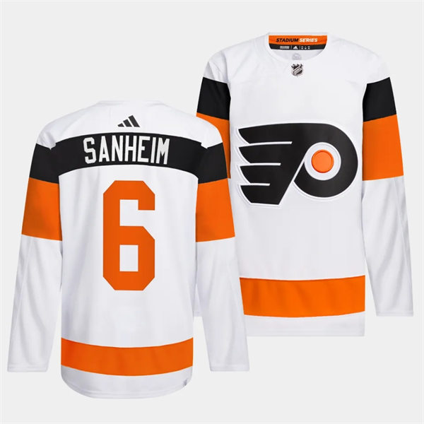 Mens Philadelphia Flyers #6 Travis Sanheim White 2024 Stadium Series Jersey