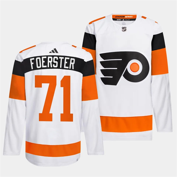 Mens Philadelphia Flyers #71 Tyson Foerster White 2024 Stadium Series Jersey