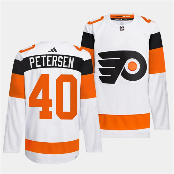 Mens Philadelphia Flyers #40 Cal Petersen White 2024 Stadium Series Jersey