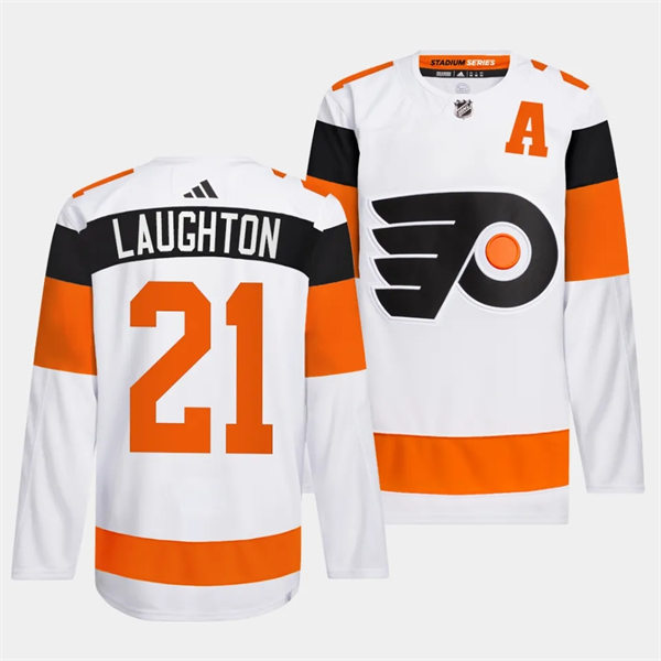 Mens Philadelphia Flyers #21 Scott Laughton White 2024 Stadium Series Jersey