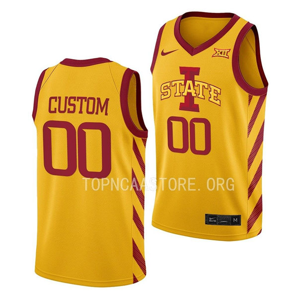 Mens Youth Iowa State Cyclones Custom Nike 2024 Gold College Basketball Jersey