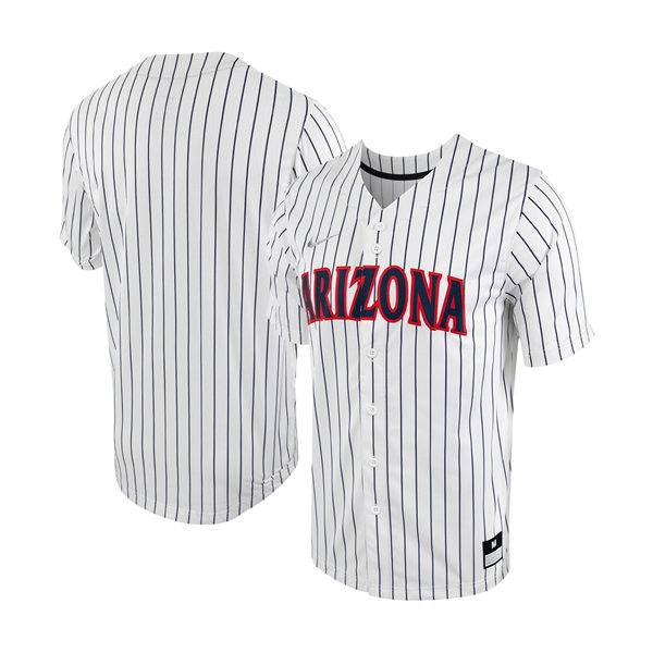 Mens Youth Arizona Wildcats Custom 2024 White Pinstripe Baseball Game Jersey