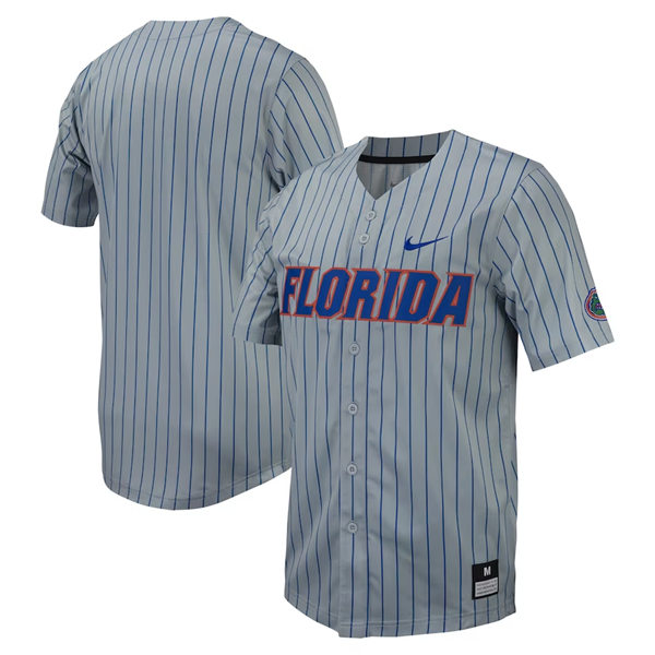 Men's Youth Florida Gators Custom Nike 2024 Gray Pinstripe Baseball Game Jersey