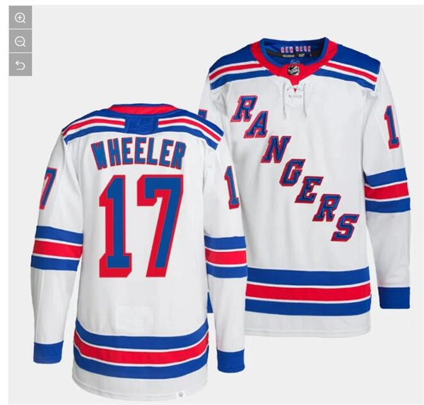Mens New York Rangers #17 Blake Wheeler Adidas White Away Jersey